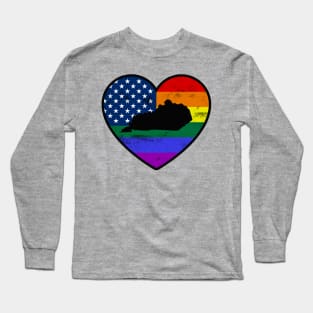 Kentucky United States Gay Pride Flag Heart Long Sleeve T-Shirt